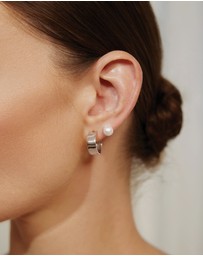 Ania Haie - Silver Flat Medium Hoop Earrings