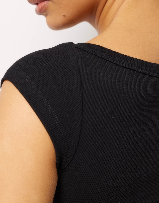 AERE - Boat Neck Cap Sleeve T-Shirt