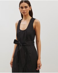 Atmos&Here - Dasha Scoop Neck Linen Blend Midi Dress