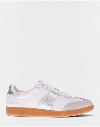 Mia Vita - Ramona II Lace-Up Casual Sneaker - White/Silver