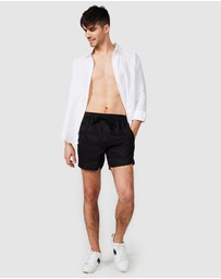 Vacay Swimwear - Black Linen Shorts
