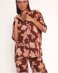 Petal & Pup - Samira Short Sleeve Shirt - Orange Floral