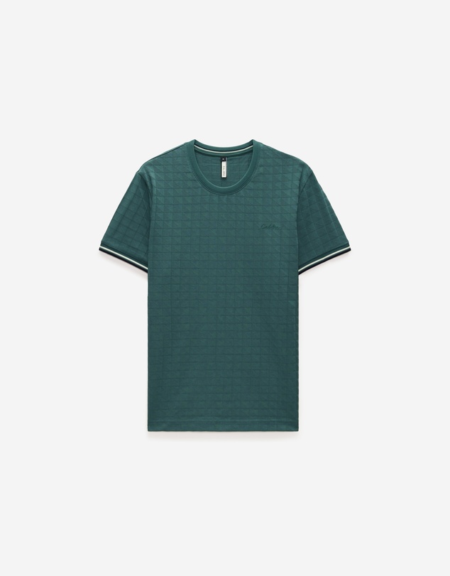 Calibre - Striped Trim Jacquard T-shirt Sea Green