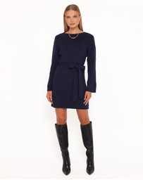 Petal & Pup - Lucca Mini Sweater Dress - Navy