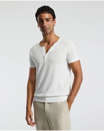 Calibre - Short Sleeve Tech Henley Ivory