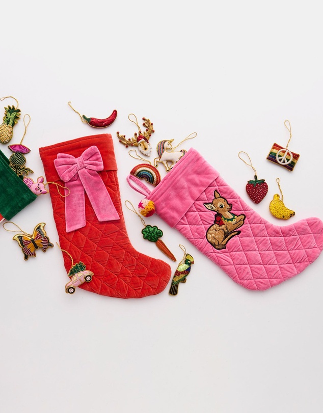 Kip&Co - Christmas Rudolph Embroidered Velvet Stocking - Kids
