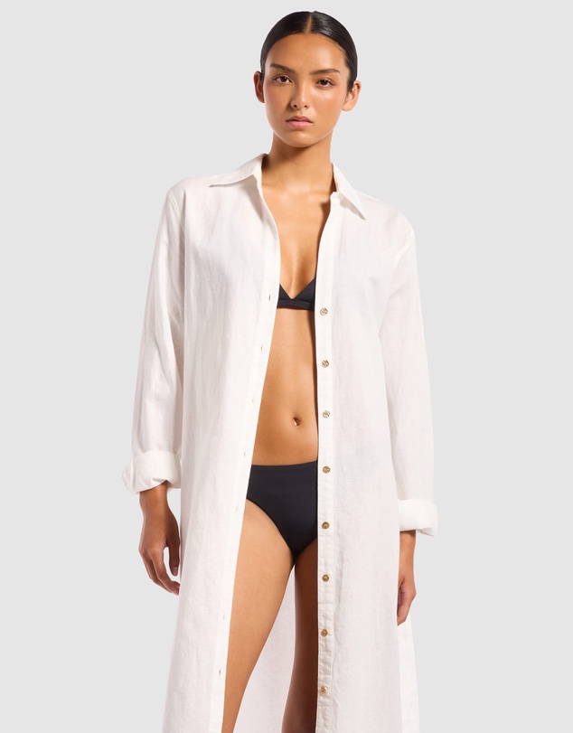 JETS - Washed Linen Maxi Shirt Cover Up