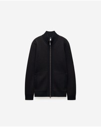 Calibre - Geometric Jacquard Cardigan Chocolate
