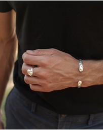 Kuzzoi - ICONIC EXCLUSIVE - Bracelet Male Bangle Structured 925 Sterling Silver