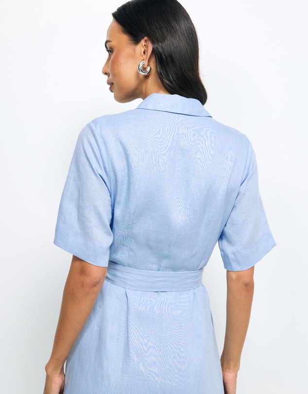 AERE - Orien Tuck Waist Linen Shirt Dress