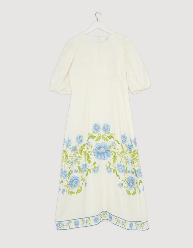 Revibe - Repaired AERE Elladia Puff Sleeve Midi Dress - AU 16