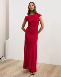 Atmos&Here - Rowe Mesh And Jersey Cap Sleeve Maxi Dress