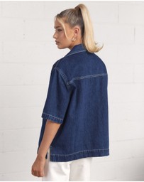 Dazie - Balmy Nights Short Sleeve Denim Overshirt