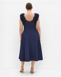 City Chic - Plus size Roselyn Ruffle Tulle Midi Dress - navy
