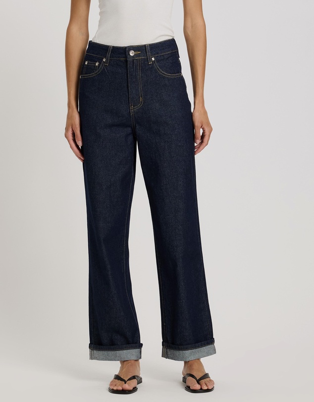 Atmos&Here - Mona Mid Rise Turn-Up Jeans