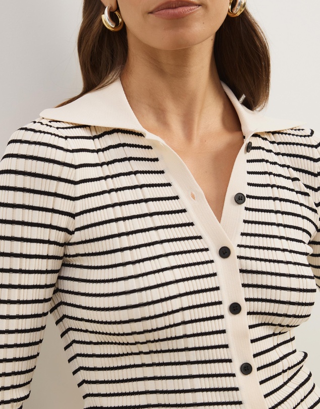 Atmos&Here - Noa Button Front Striped Cardigan