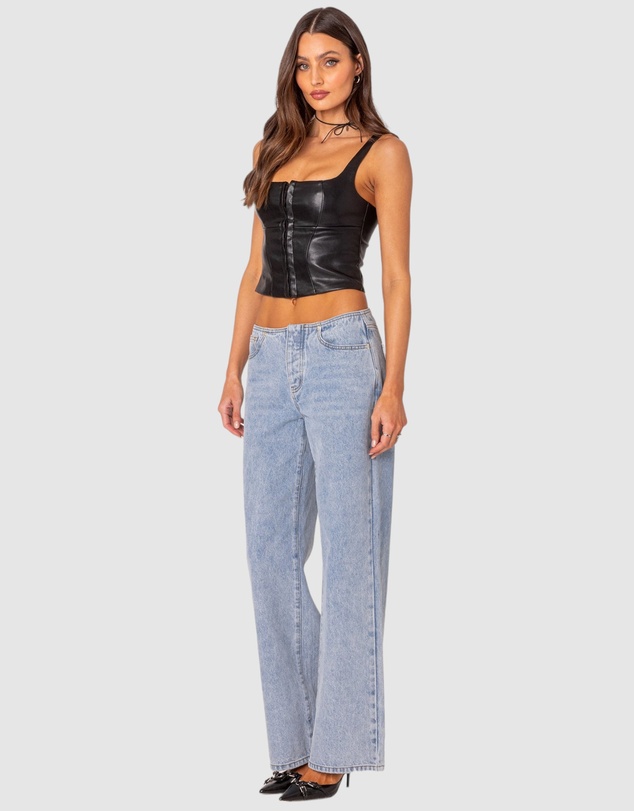 EDIKTED - PU Corset With Front Hook and Eye Closure