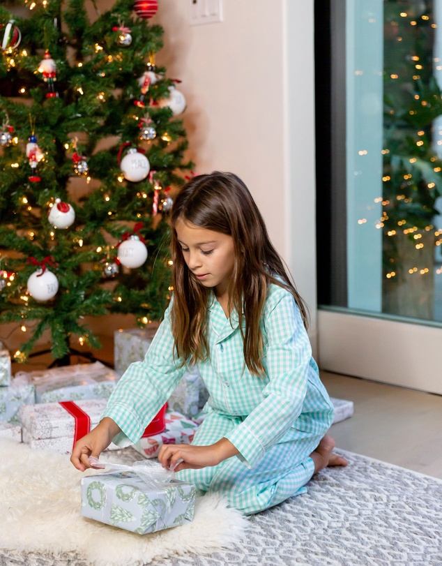 Sant And Abel - Kids Hepburn Gingham Mint Long PJ Set