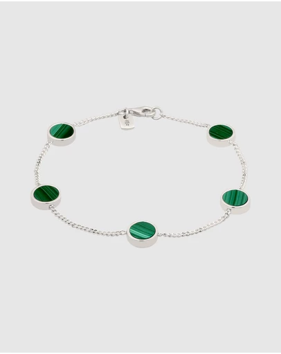 Kuzzoi - ICONIC EXCLUSIVE - Bracelet Male Circle Green Malachite 925 Sterling Silver