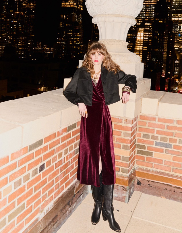 Belle & Bloom - Current Mood Velvet Wrap Dress - Burgundy