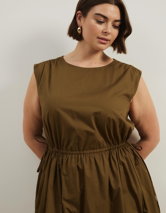 Atmos&Here Curvy - Cora Drawstring Poplin Midi Dress