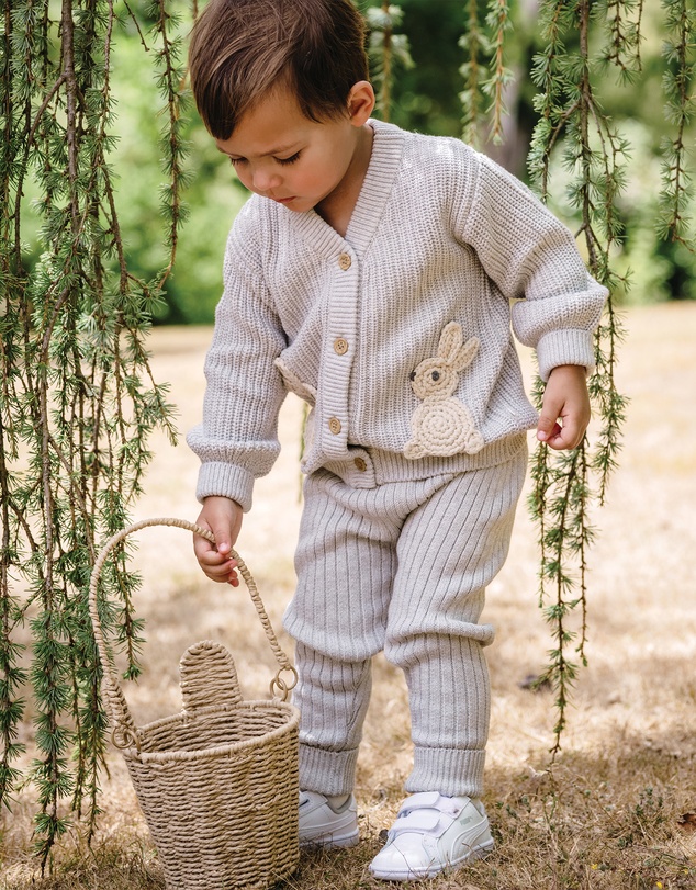 Kynd Baby - Organic Chunky Rib Knit Pant in Snow Marle