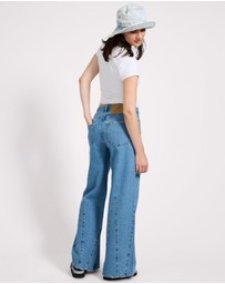 ONE TEASPOON - Cruisers Mid Waist Bootcut Flare Denim Jeans - New Blue