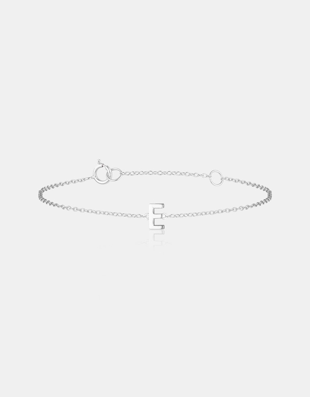 The Silver Collective - Petite A-Z Letter Bracelet Silver - E