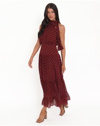 Petal & Pup - Leona Halterneck Maxi Dress - Red Polka Dot