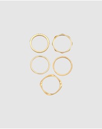 Elli Jewelry - Ring 5er Set Crystal 925 Sterling Silver Gold-Plated