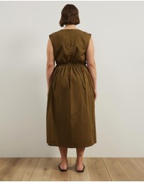 Atmos&Here Curvy - Cora Drawstring Poplin Midi Dress