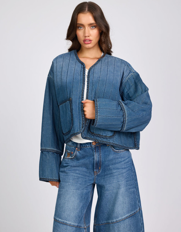 ONE TEASPOON - Denim Wadded Jacket - Deep Pacifica Blue