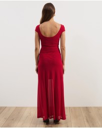 Atmos&Here - Rowe Mesh And Jersey Cap Sleeve Maxi Dress