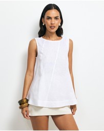 AERE - Addison Panelled Linen Top