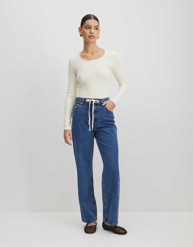 AERE - Mid Rise Drawcord Jeans