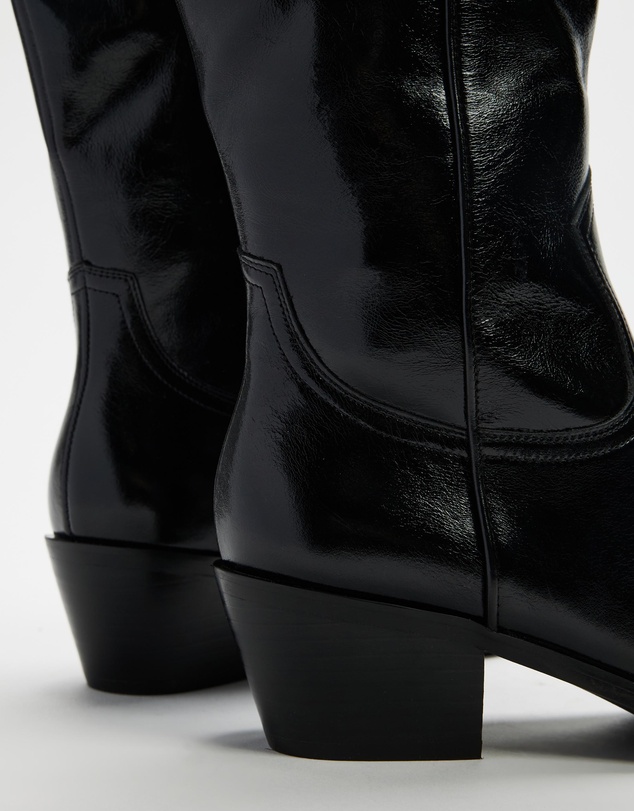AERE - Rozalia Leather Cowboy Ankle Boots