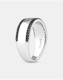 Michael Hill - Men's Silver Ring with 0.25 Carat TW of Black Diamonds