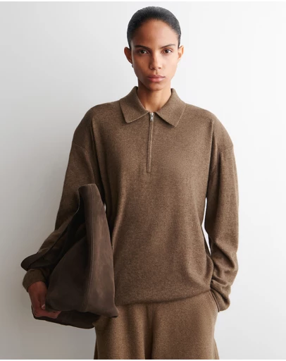 COS - Merino Wool-Yak Zip-Up Polo Shirt