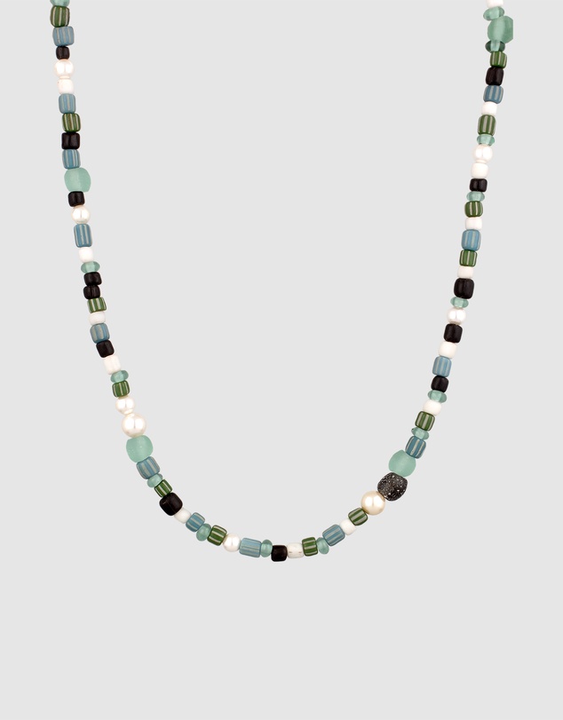 Kuzzoi - ICONIC EXCLUSIVE - Shell Pearl and Glass Beads Necklace in 925 Sterling Silver