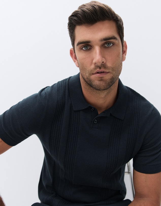 UNISON - Panel Stitch Knit Polo