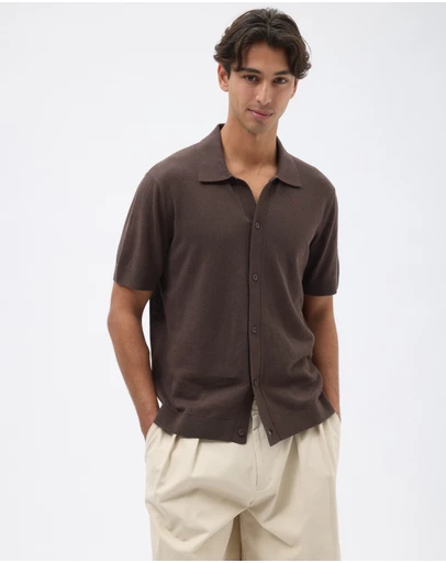 AERE - Linen Blend Knit Shirt