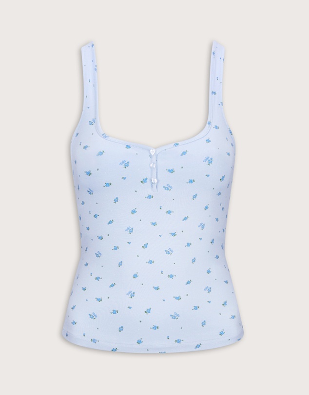 TALA - Soft Lounge Square Neck Button Tank
