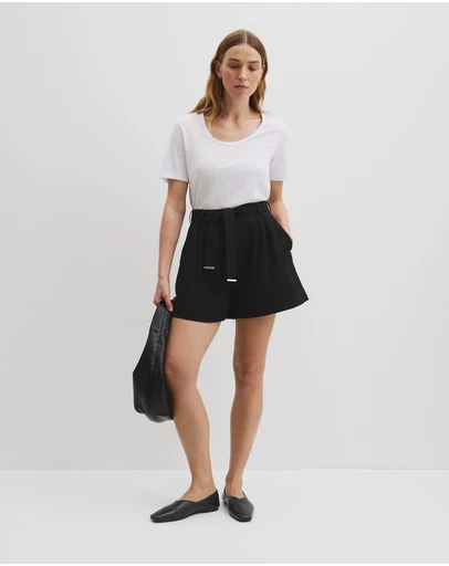Country Road - Organically Grown Linen Tuck Front Short
