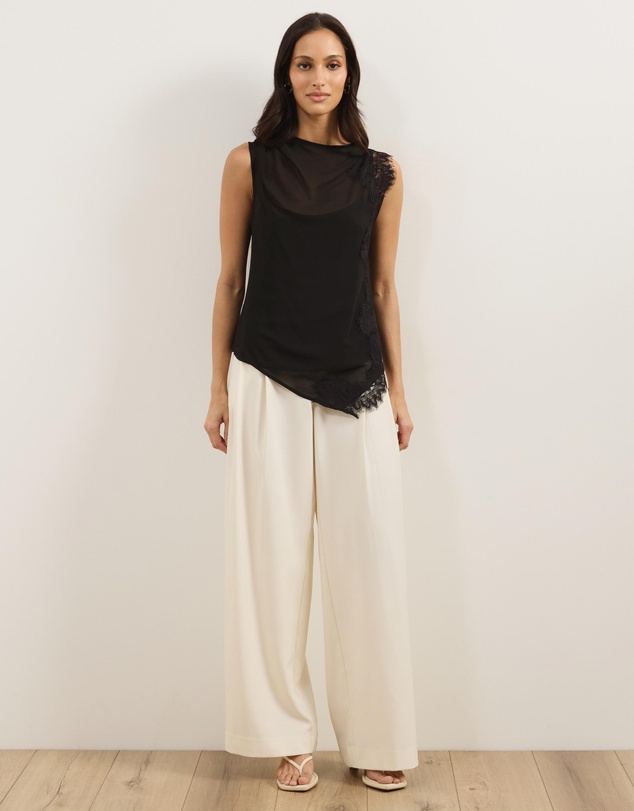 Atmos&Here - Iris Contrast Lace Insert Georgette Top