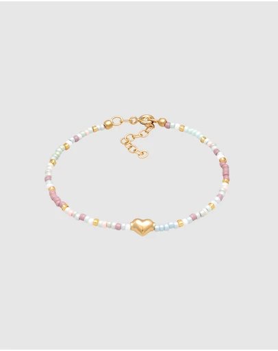 Elli Jewelry - Heart Charm Bracelet in Gold-Plated 925 Silver