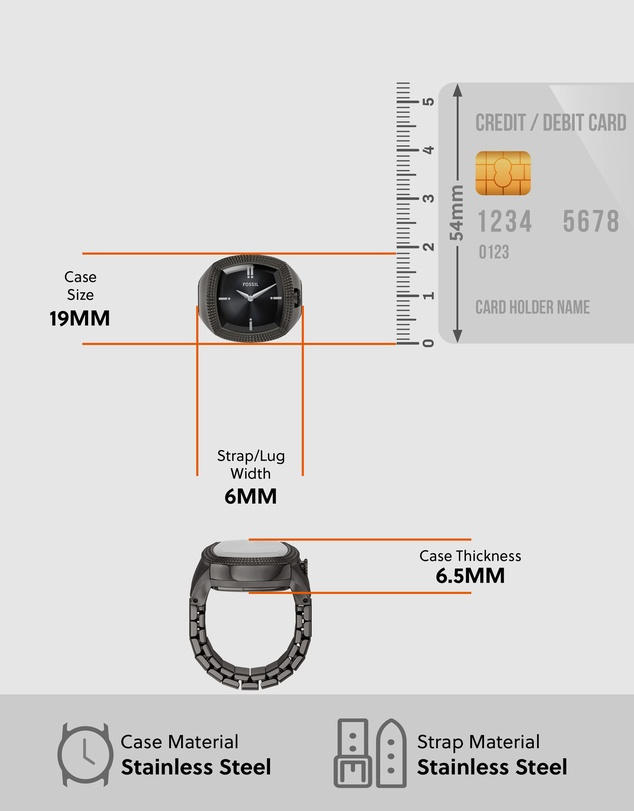 Fossil - Machine Luxe Watch Ring Gunmetal Analogue Watch