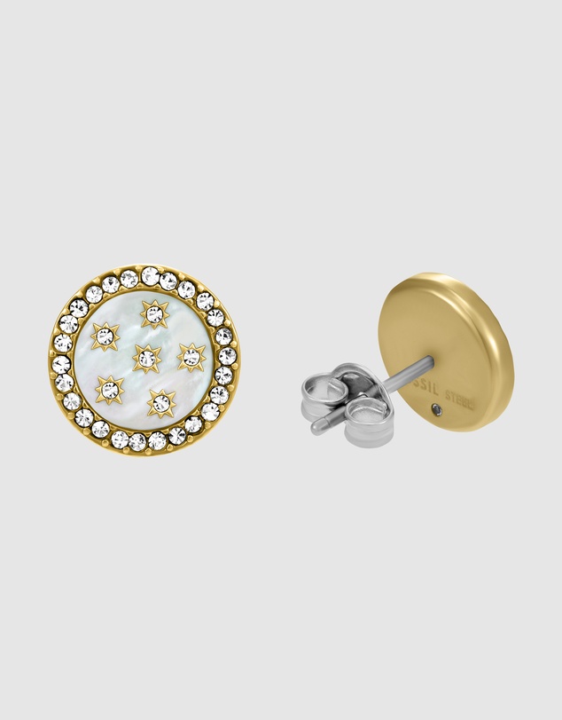 Fossil - JEWELRY Classic Mother-of-Pearl Gold-Tone Stud Earrings