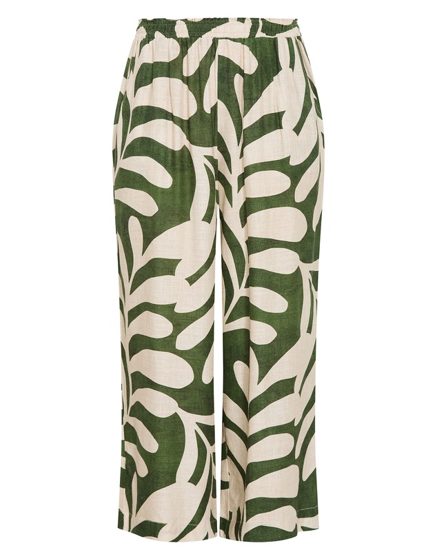 City Chic - Plus size Taranto Print Wide Leg Pant - moss