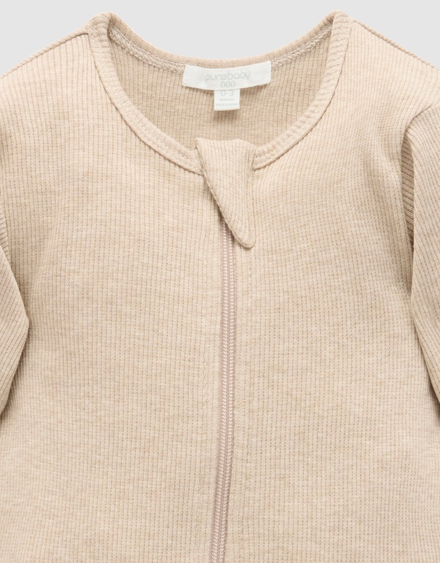Purebaby - Ribbed Zip Growsuit -Kids-Babies