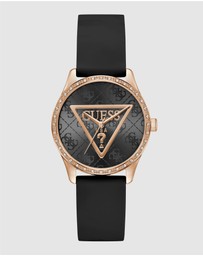 GUESS - Guess Roxy Ladies Black Rose Gold Tone Analogue Watch